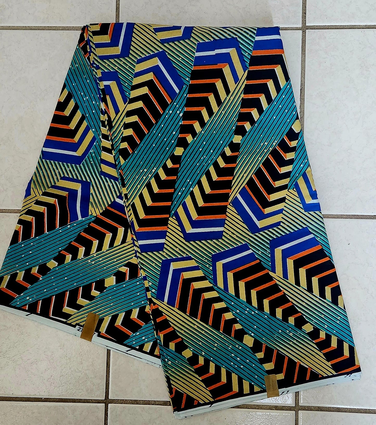 Rich Teal African print Fabric, Ankara Waxprint 6 yard Bulk.