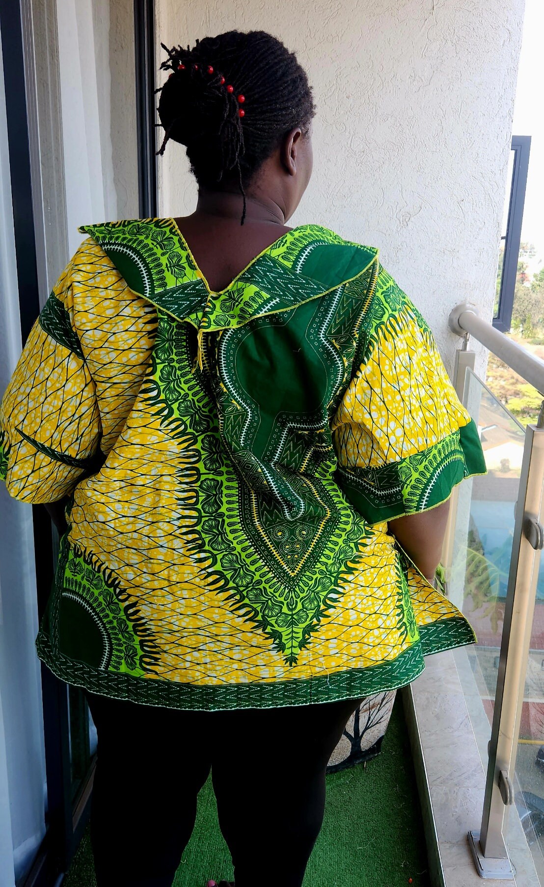 Oversize Plus size Woman / African Women Tops | Bohemian Kaftan Split Neck Tunic | Relaxed Fit | Bust 65 Inches, Length 31.5 inches.