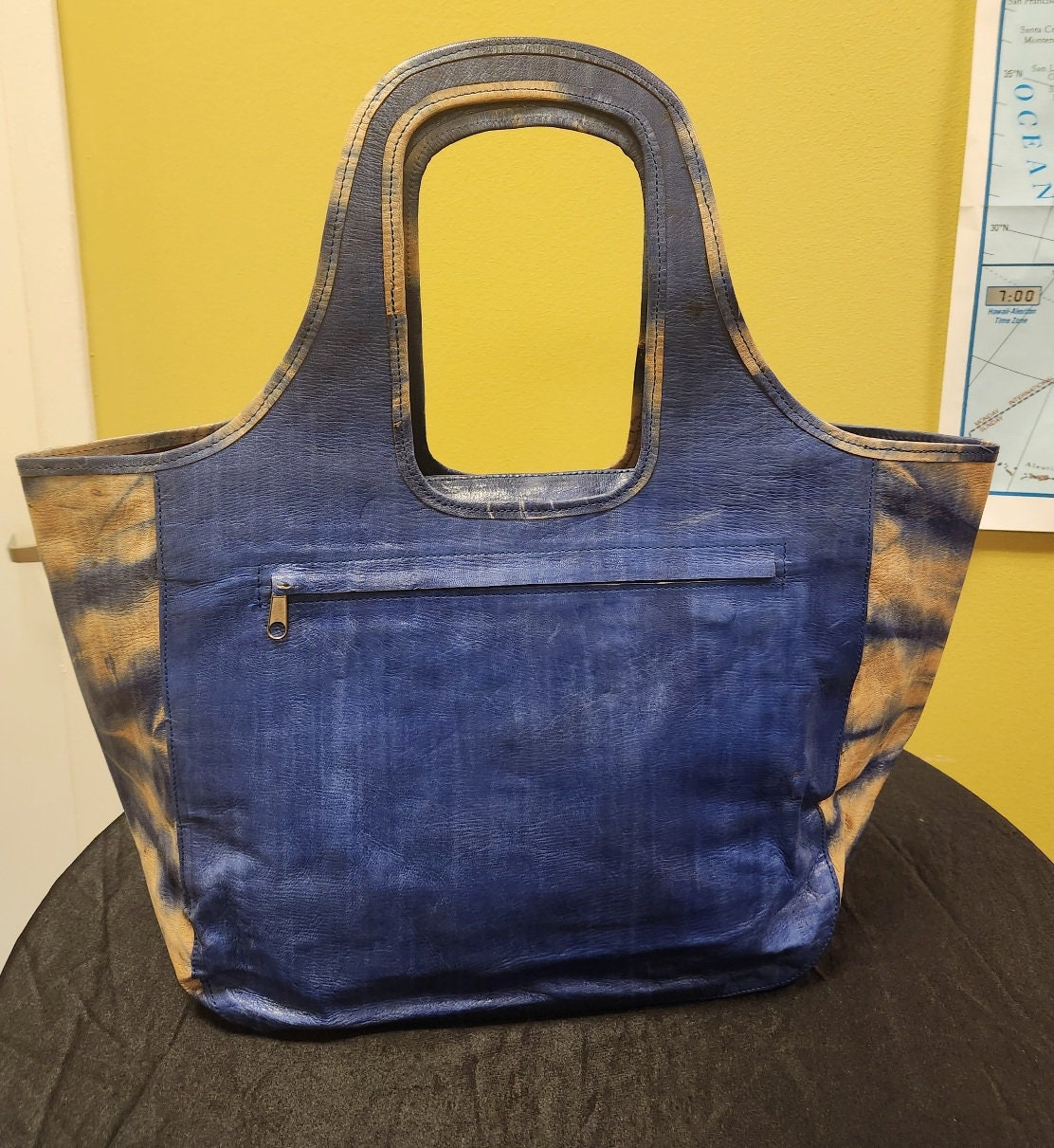 Animal Print Hobo Leather Purse/African Blue Tie Dye Leather Purse.