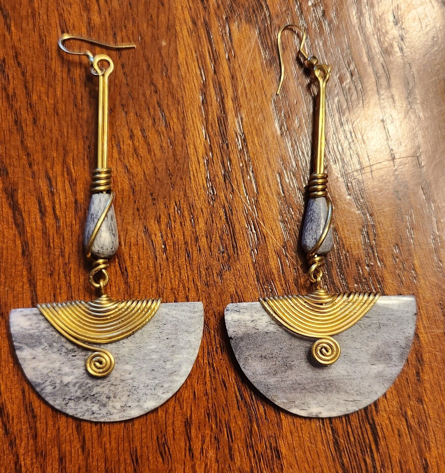 African Dangling Drop Bone Earrings/Gothic Statement Earrings/Ethnic Boho Earrings 3.5".
