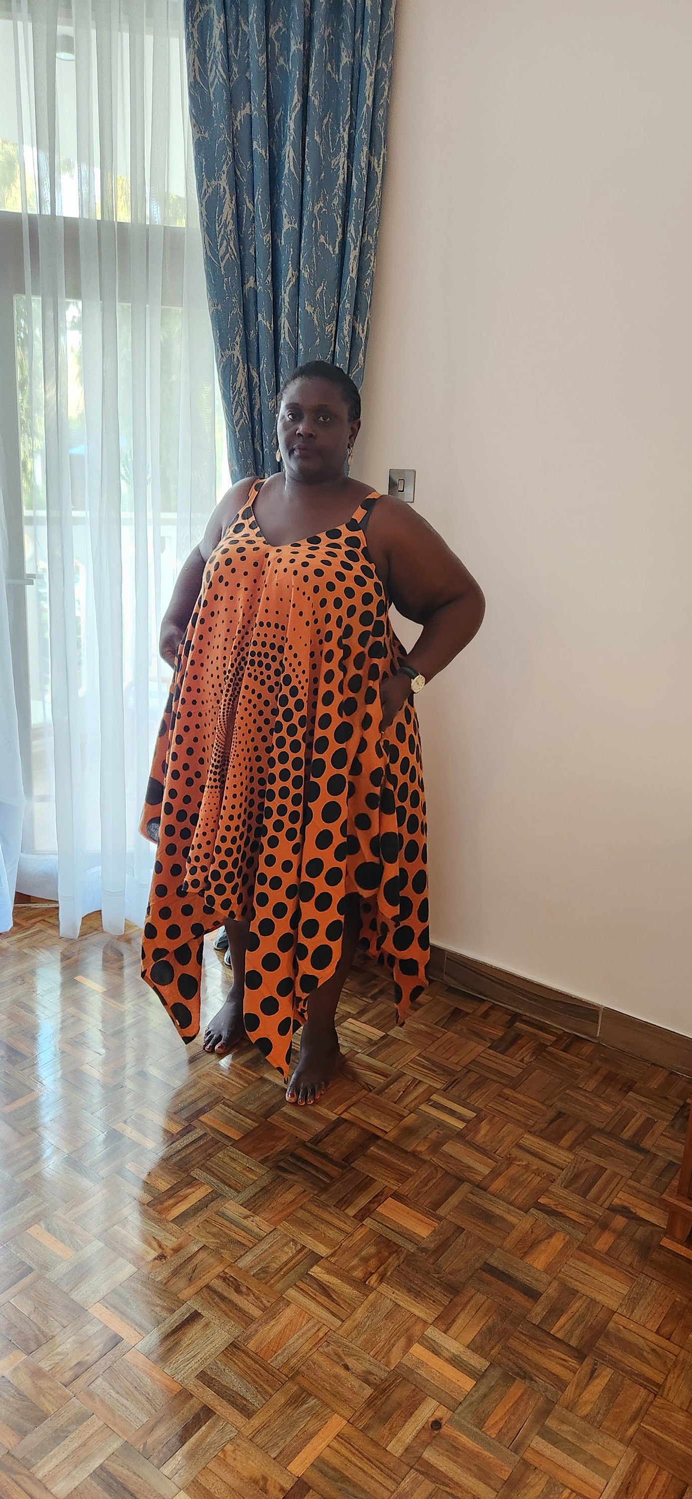 Polka Dot Jumper Dress/African Jumpsuit. 100% Cotton, one size fit most.