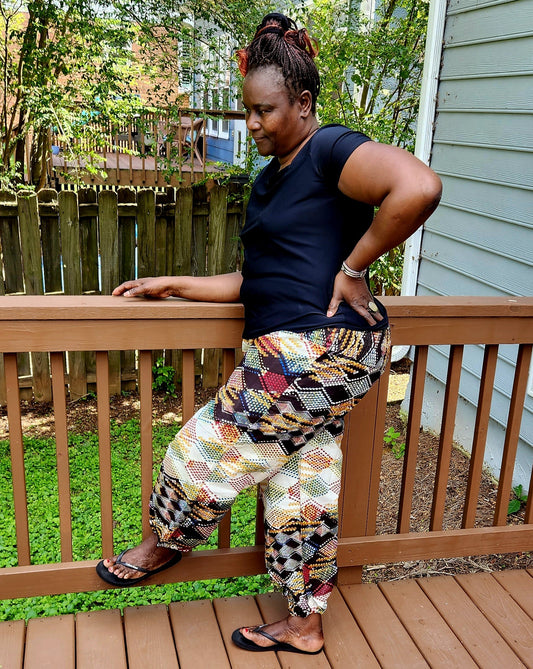Ankara High Waist Elastic African Pants/Women's African Pants/Men's Pants/Elastic ankle Unisex.