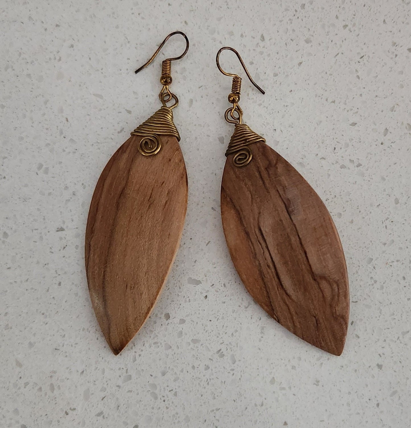 Natural Wood Long Bar Earrings/African Leafy Wooden Earrings different sizes.