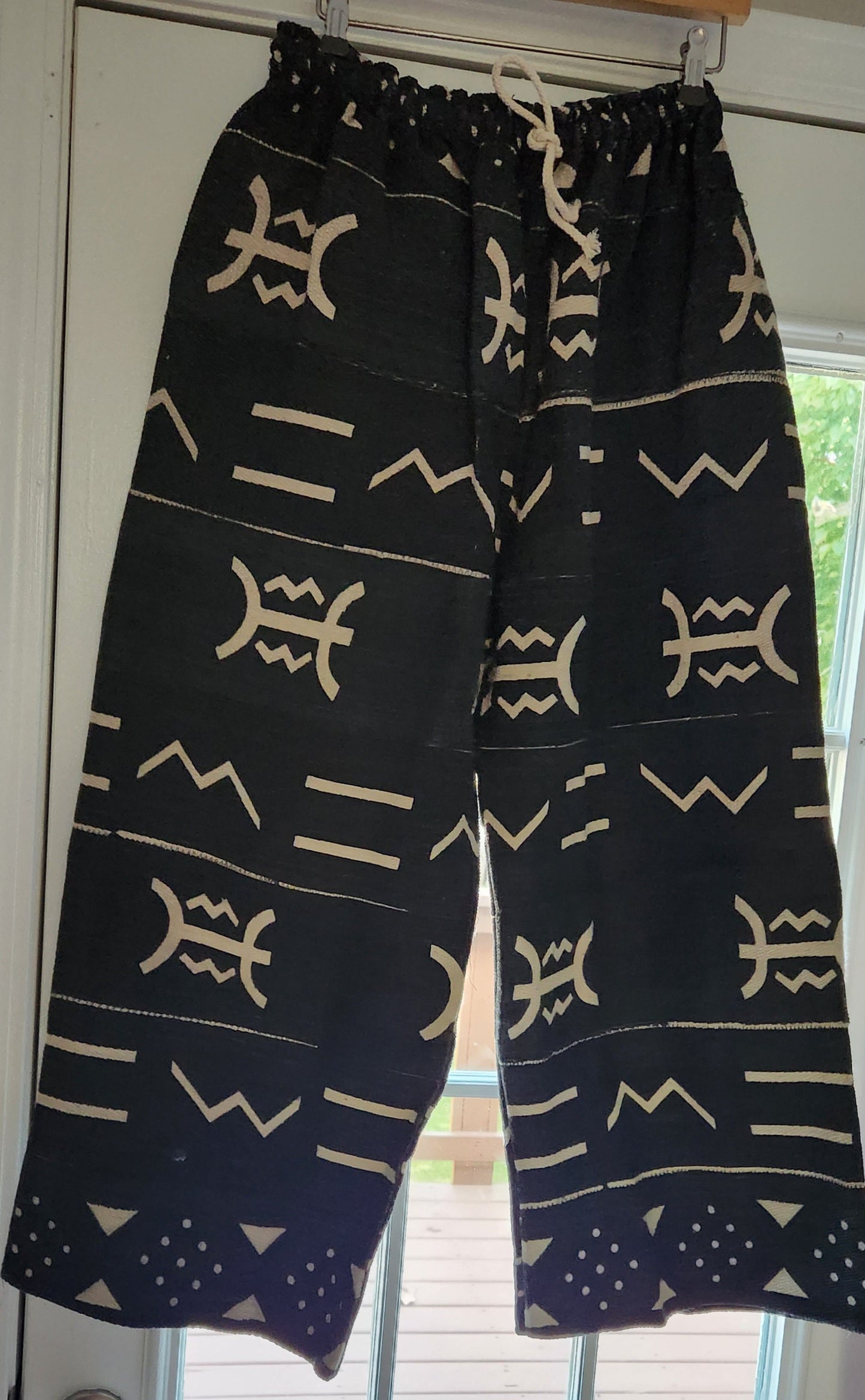 Mudcloth Wide leg pants-UNISEX/African Mudcloth Bogolan Pants fits M/L.