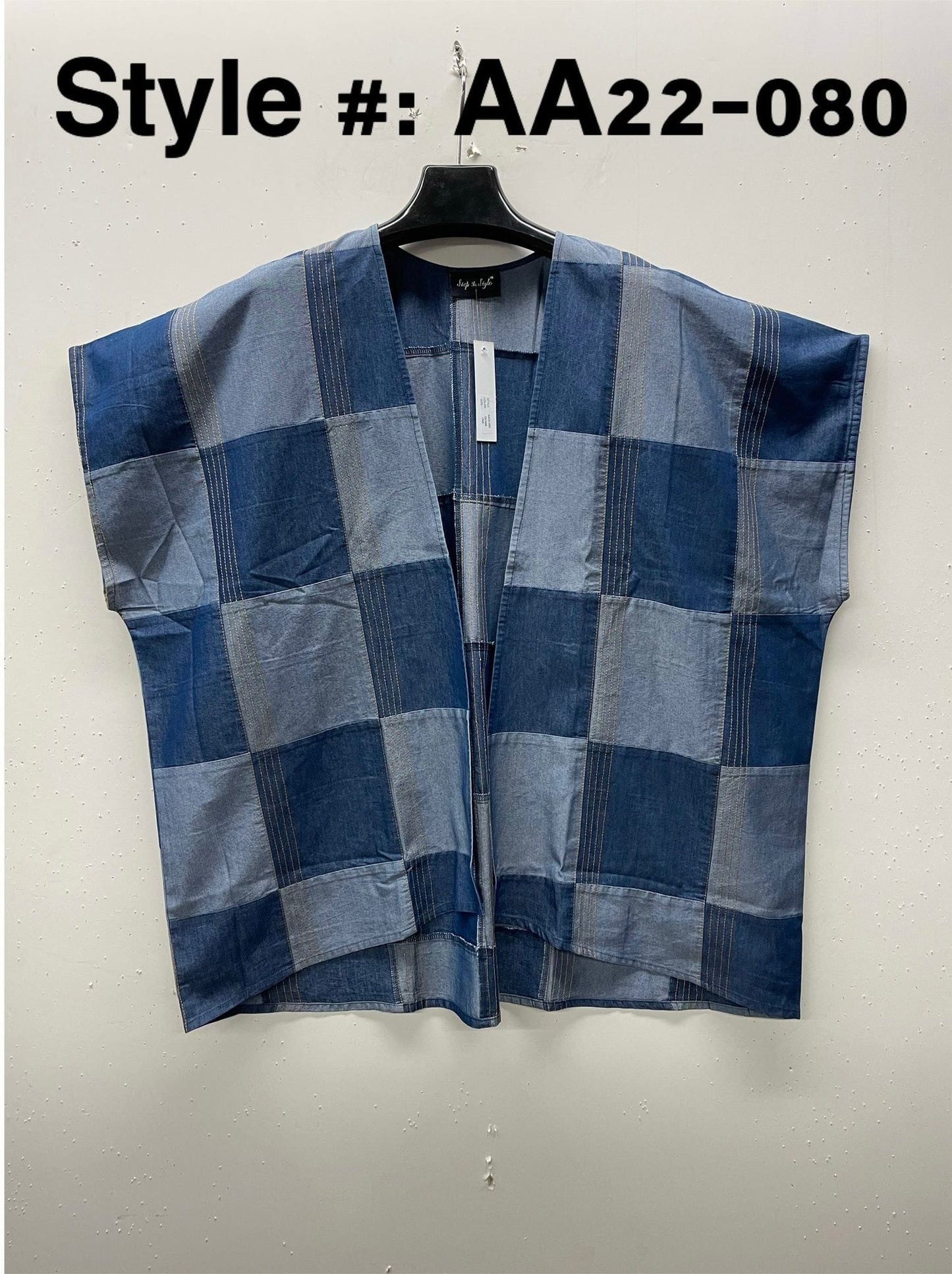 Denim Look Print Patch Top.