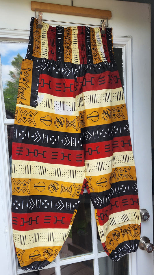 African Print Pants, Unisex/Women Ankara Trousers with Elastic Ankle/High waist.