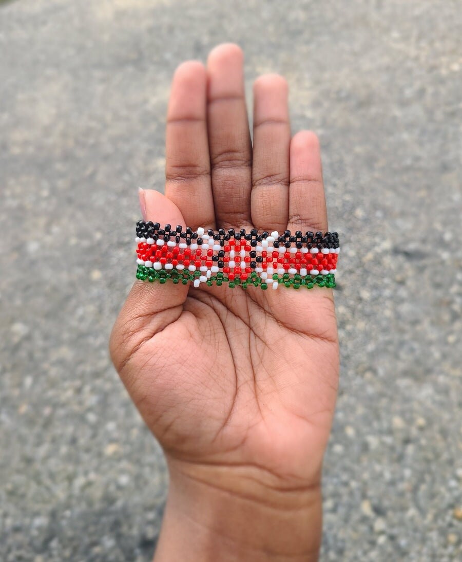 Wholesale Kenya Patriotic Bracelet/12 pcs Bulk Christmas Gift/ Kenyan Flag Wrist Wrap Bracelet/Elastic Stretch Kenya Bracelet/Gift item.