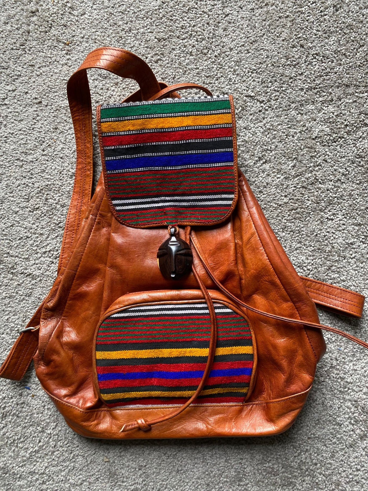 African Backpack Leather Bag/Handmade leather Back Pack/ Exclusive bag / Gift Ideas/ Handcrafted Malian Bag.