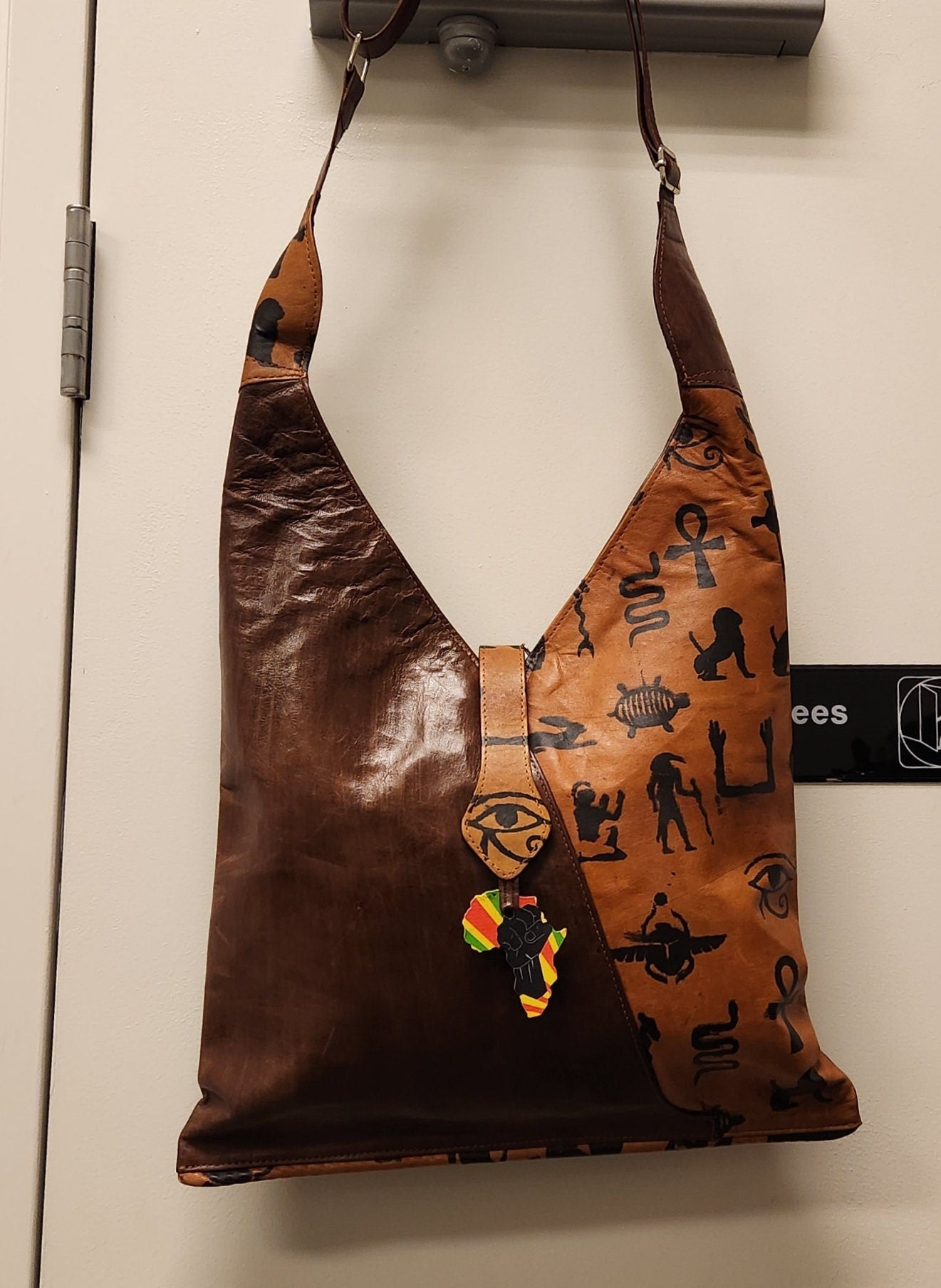 Handcrafted V Crossbody Bag/Mali Dogon Hunter Bag/Tuareg Leather Bag.