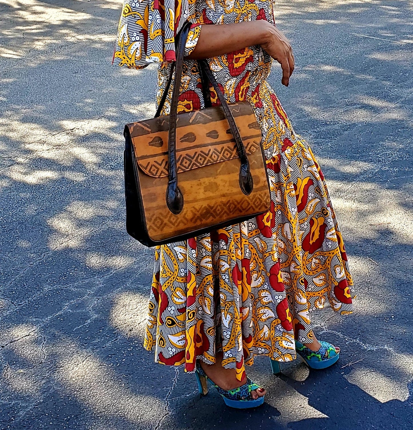 Mudprint Pattern Leather Tote.