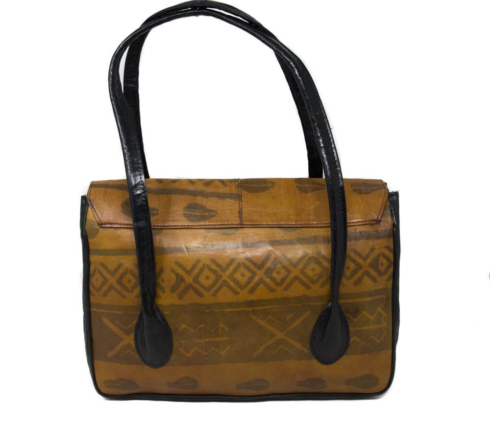 Mudprint Pattern Leather Tote.