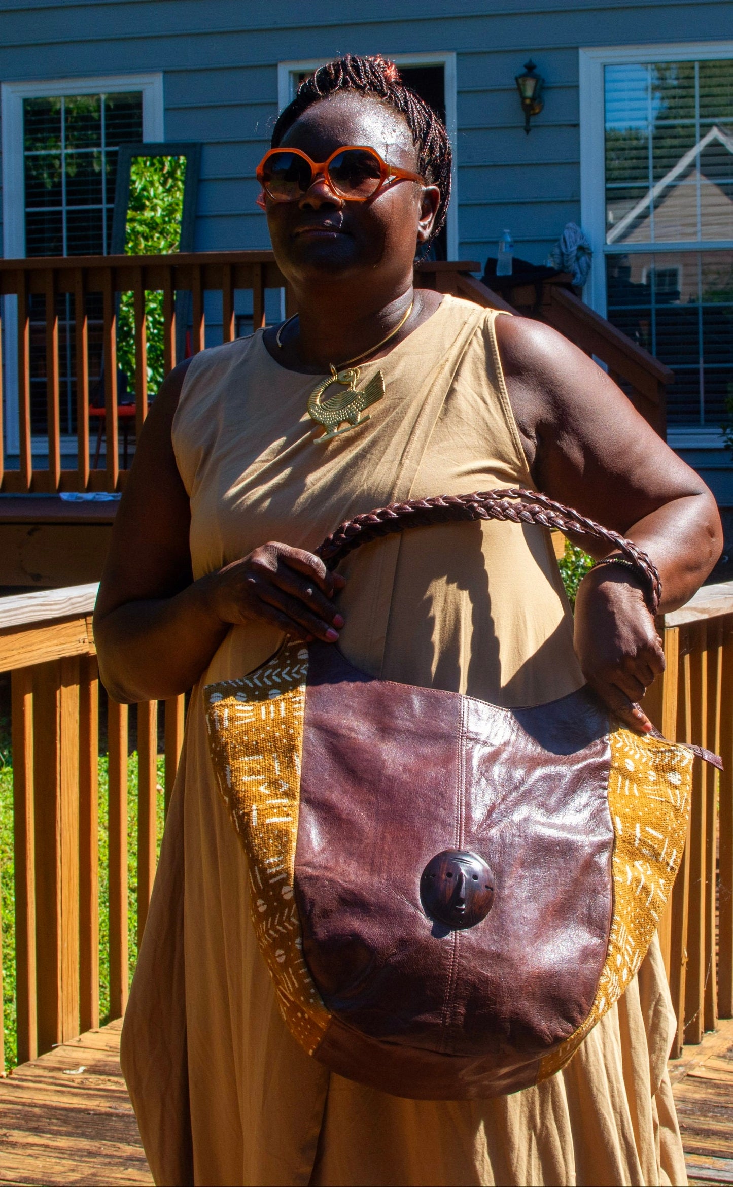 African Oversized Hobo LeatherPurse/African Overnight handbag.