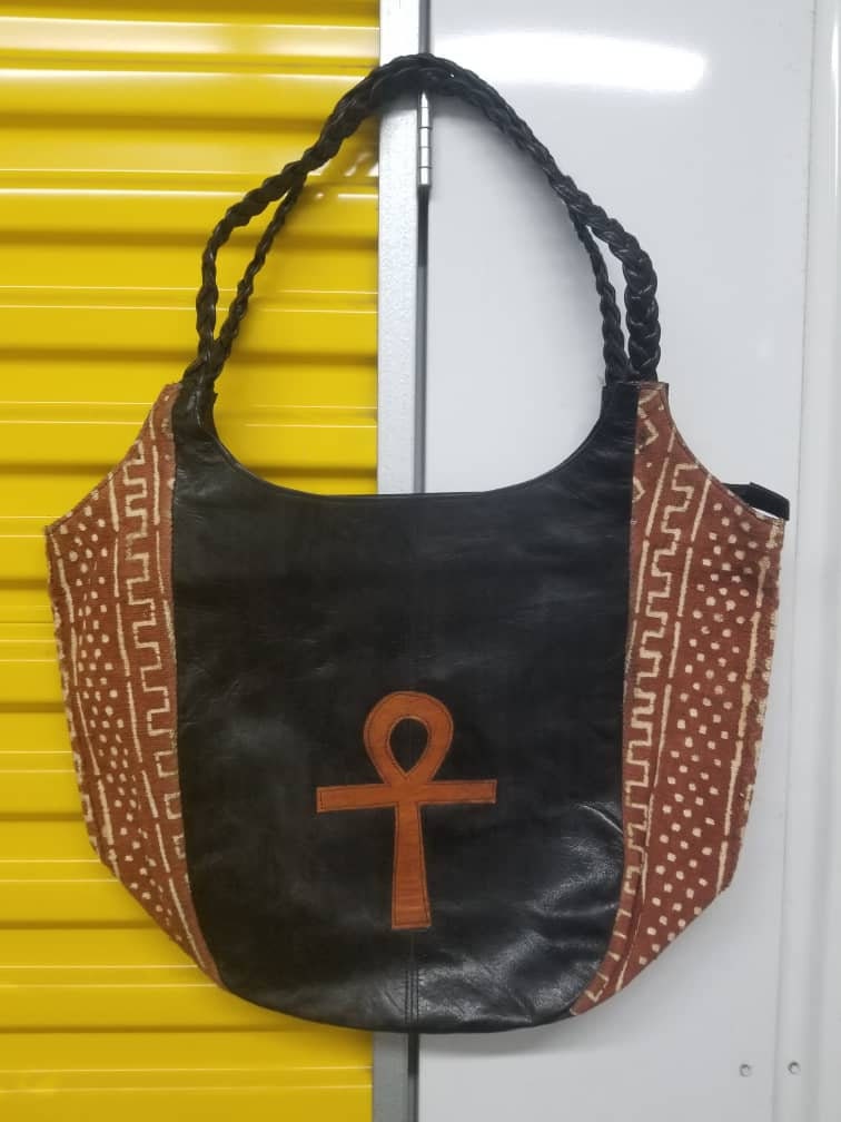 African Oversized Hobo LeatherPurse/African Overnight handbag.