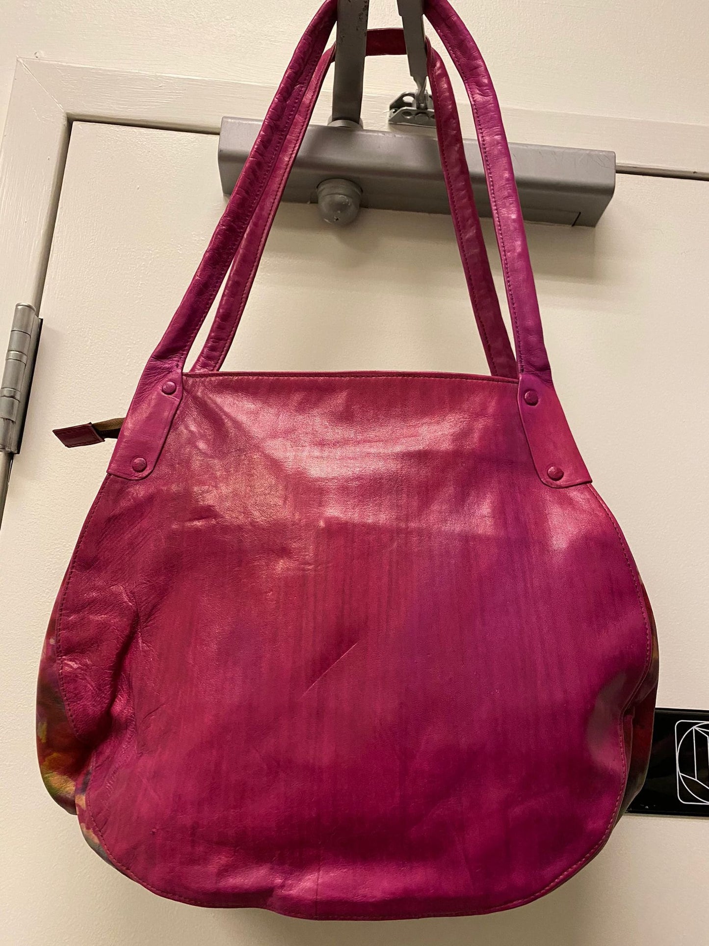 African Leather Purse/Handcrafted GyeNyame bag lined with Ankara.