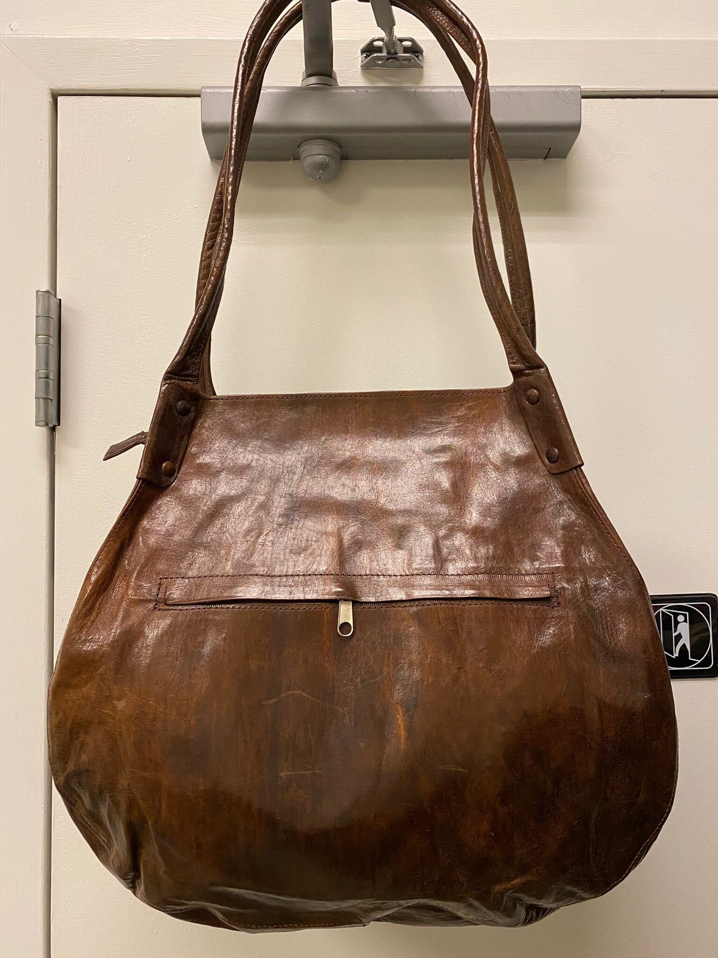 African Leather Purse/Handcrafted GyeNyame bag lined with Ankara.