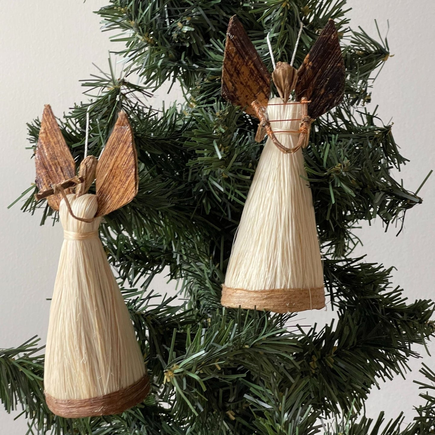 Angel Set of 2 Christmas Ornament made of Banana Fiber/5 Inch.
