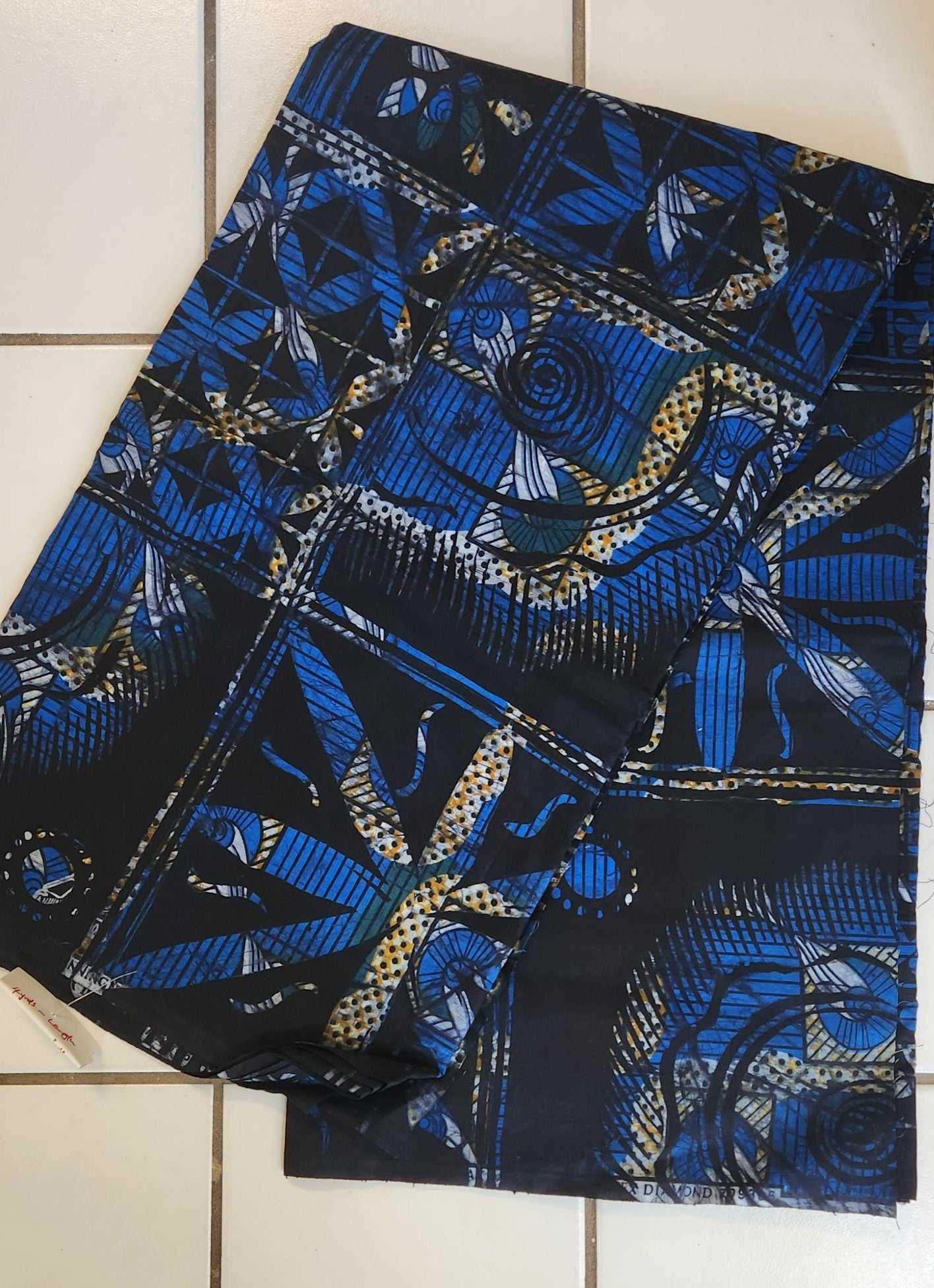 Nigerian Adire Batik Fabric/Blue Adire Ankara fabric/ 4 yards×46 inches..