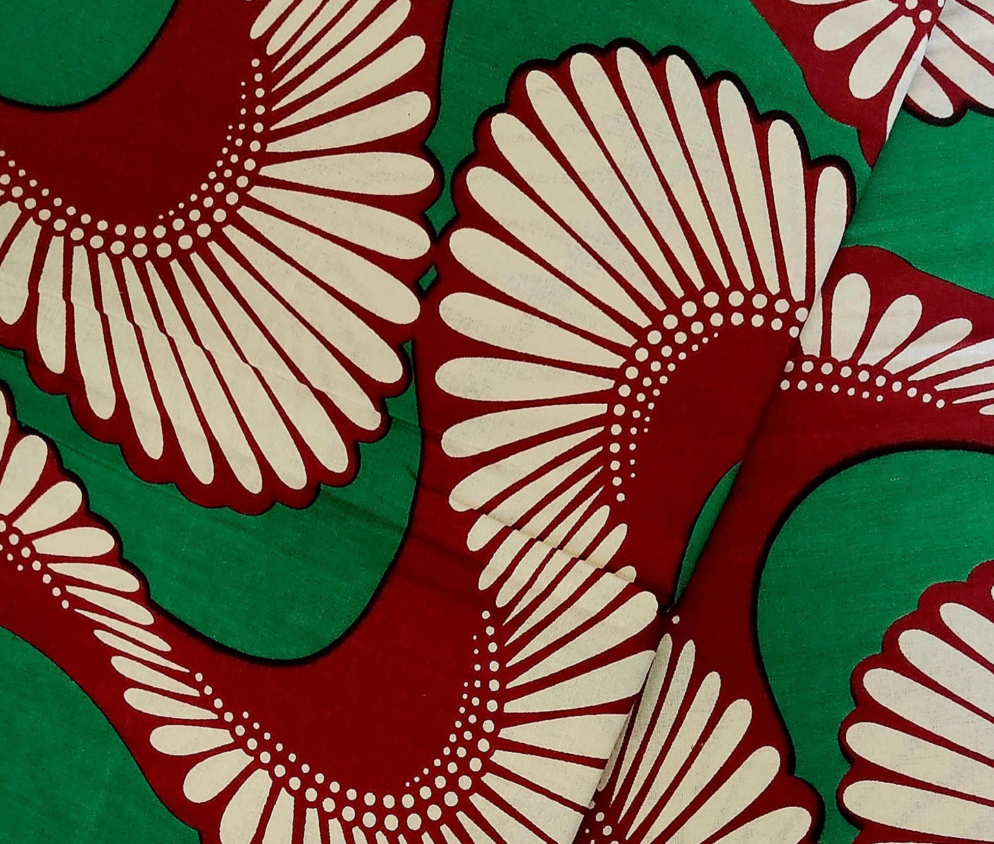 Green Swirl Ankara Cotton Fabric/African Print Fabric 100% Cotton 6 Yards.