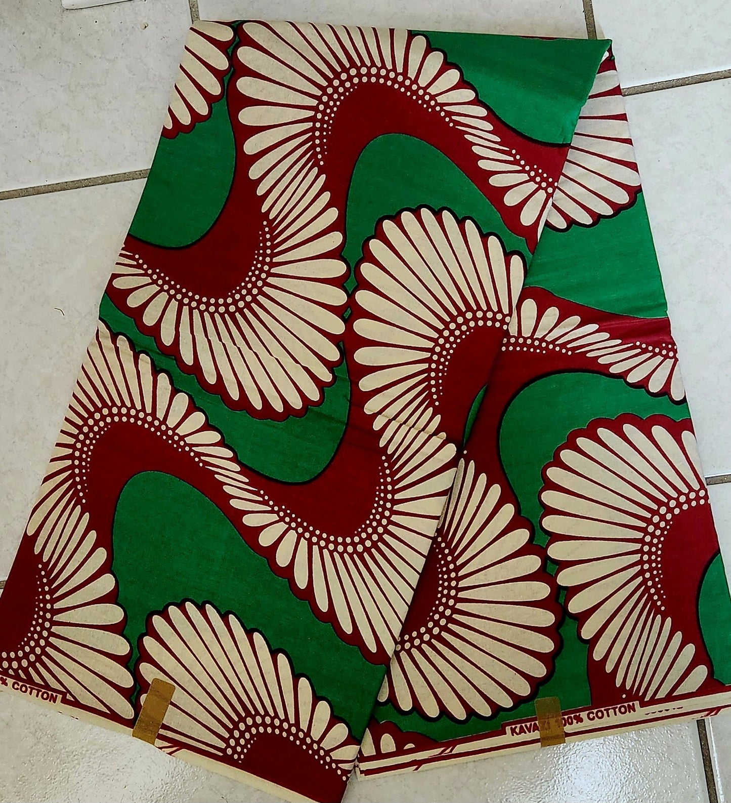 Green Swirl Ankara Cotton Fabric/African Print Fabric 100% Cotton 6 Yards.