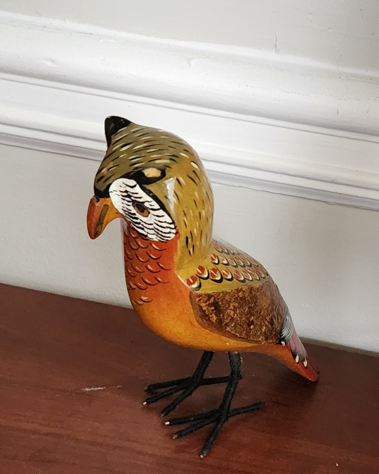 Handcrafted Wooden Bird Ornament Collection/Porcupine Bird/Christmas Gift. Kingfisher Sculpture, Bird Statue, Painted wood carving gift.