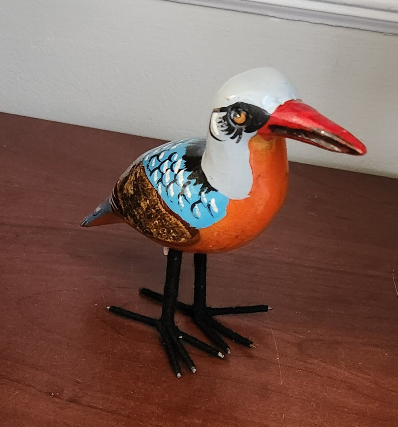Handcrafted Wooden Bird Ornament Collection/Porcupine Bird/Christmas Gift. Kingfisher Sculpture, Bird Statue, Painted wood carving gift.
