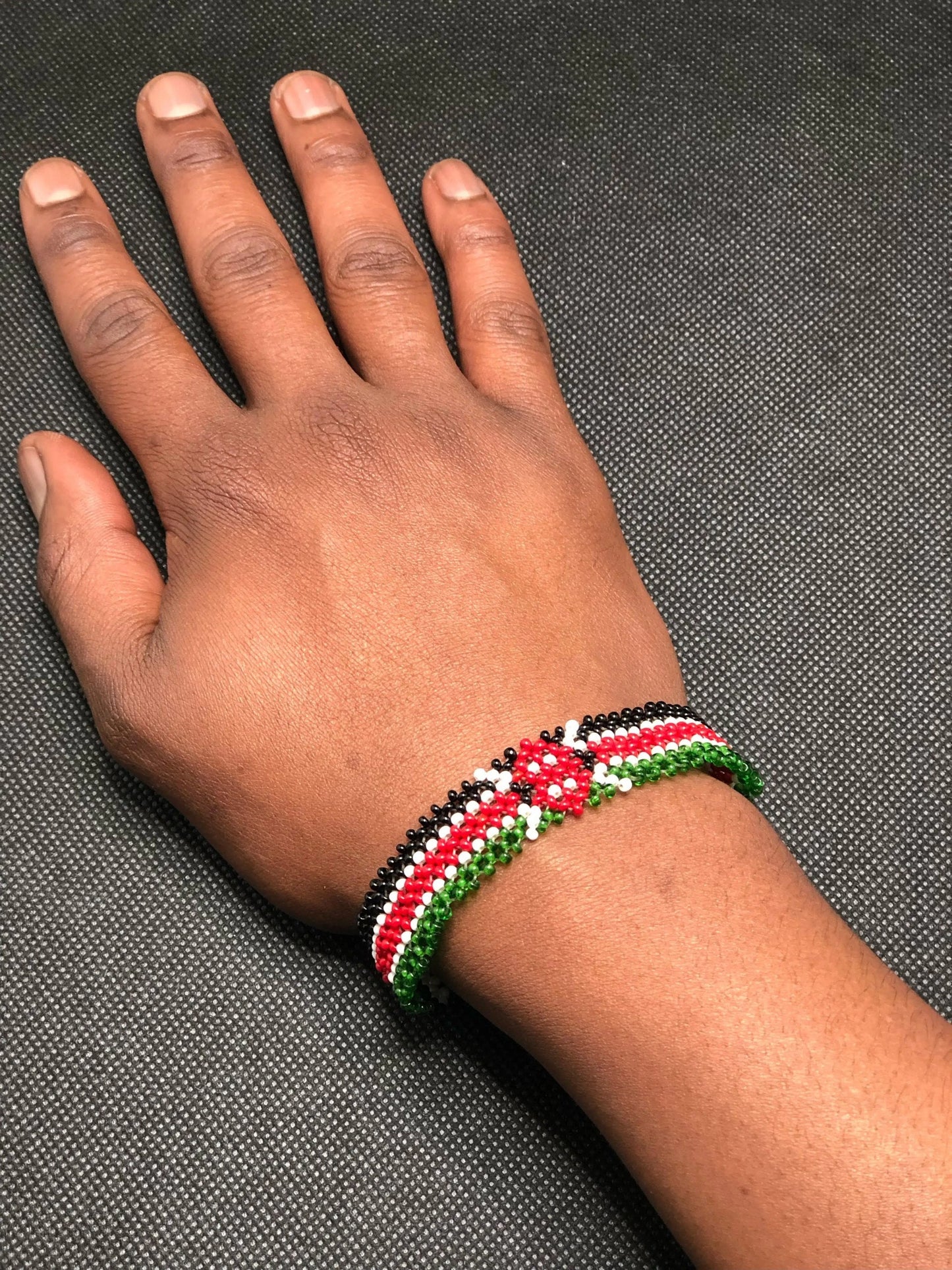 Kenyan Flag Wrist Wrap Bracelet Elastic Stretch/Masai beads/Gift idea/Kenya Flag Bracelet made by Maasai/Patriotic Bracelet.