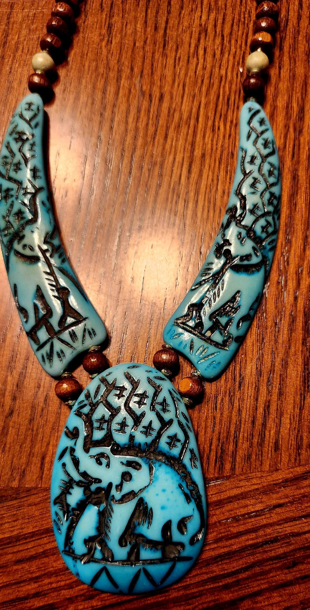 Resin Elephant curved Necklace/Boho handcrafted/Gift for her.