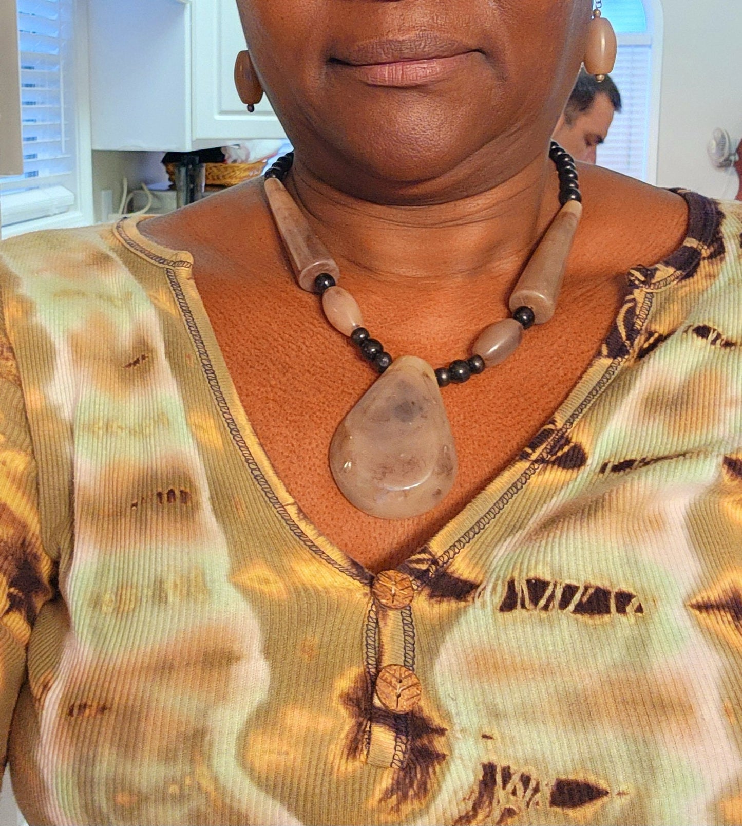 Recycled Horn Jewelry Set/Handcrafted Necklace/Kenya Jewelry/Christmas Gift.