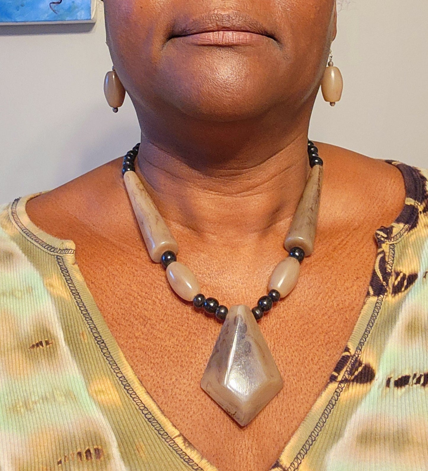 Recycled Horn Jewelry Set/Handcrafted Necklace/Kenya Jewelry/Christmas Gift.
