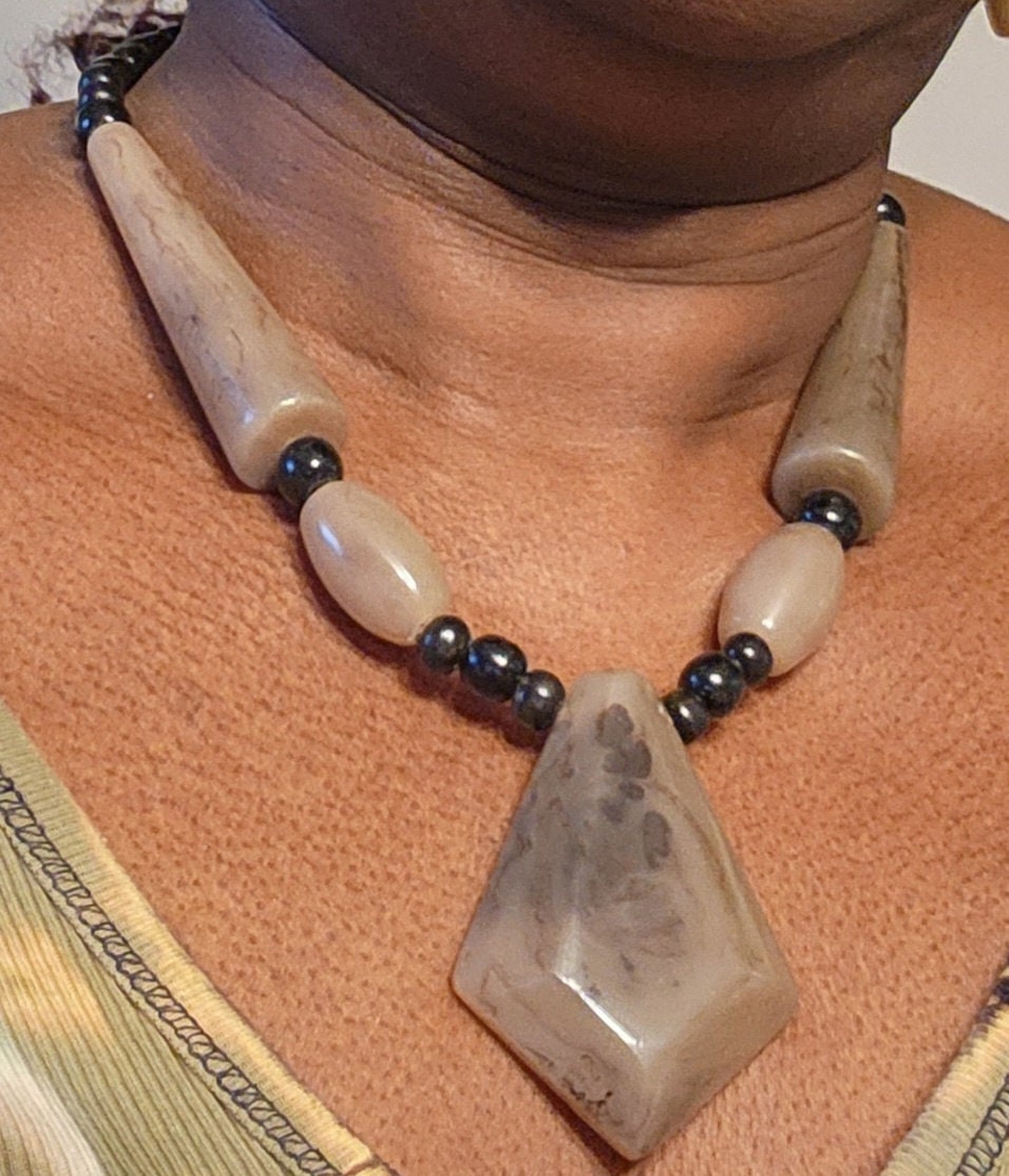 Recycled Horn Jewelry Set/Handcrafted Necklace/Kenya Jewelry/Christmas Gift.