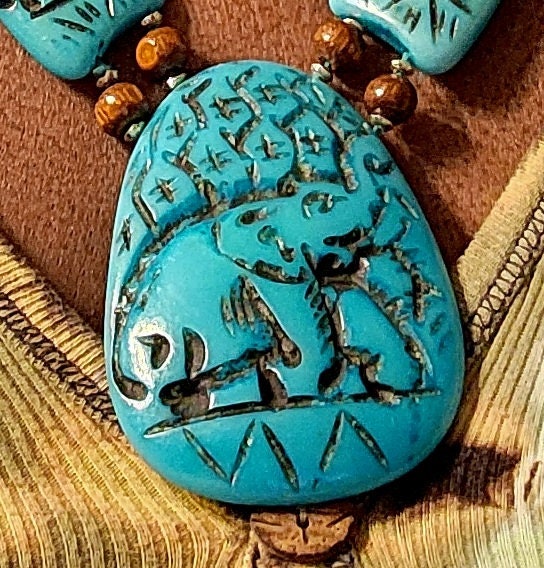 Resin Elephant curved Necklace/Boho handcrafted/Gift for her.