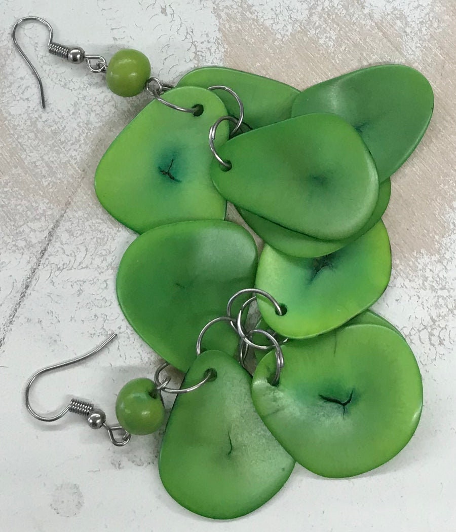 Tagua Drop Nutshell Earrings/Tagua Nut Organic Earrings from Peru.