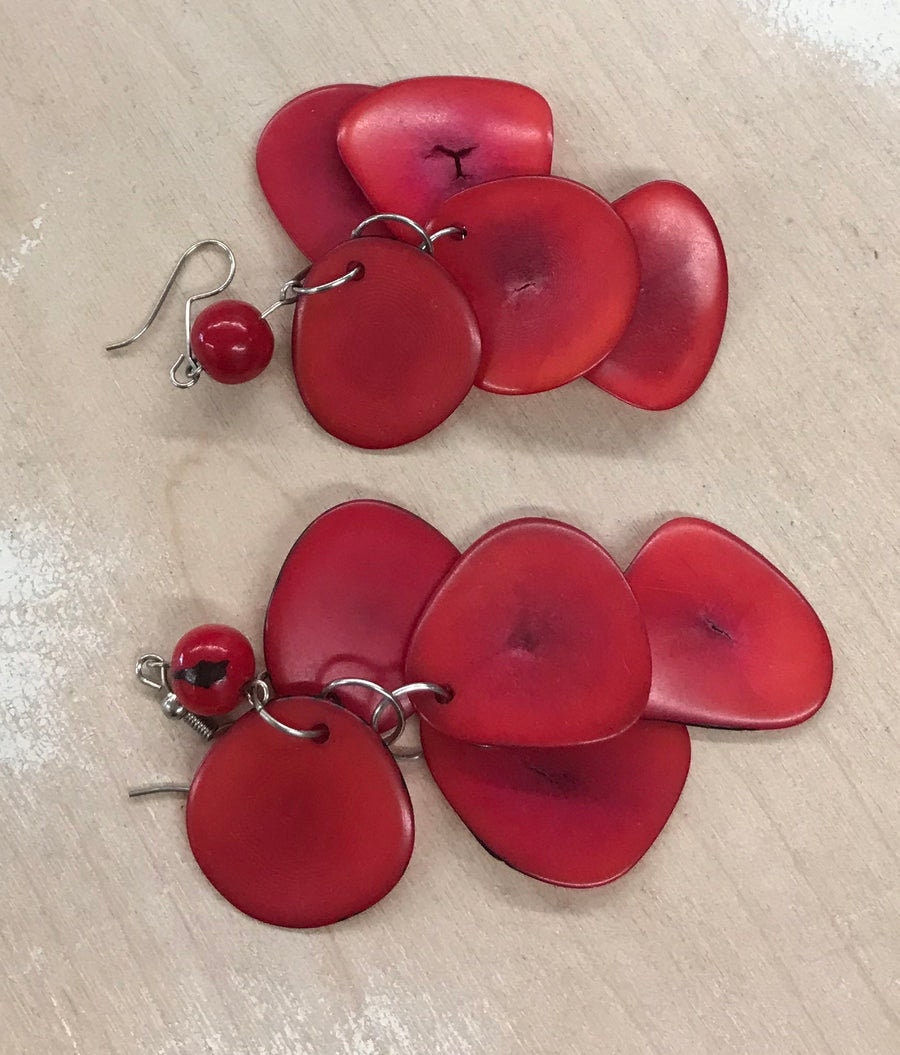 Tagua Drop Nutshell Earrings/Tagua Nut Organic Earrings from Peru.