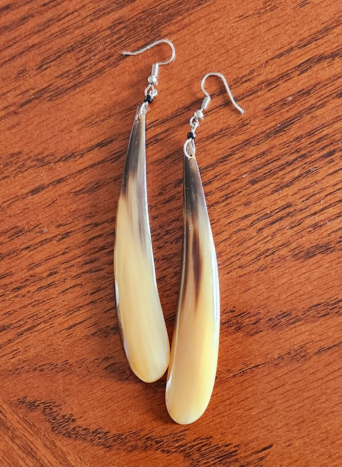 African Cow Horn Dangling Earrings/Recycked Horn Earrings 3 inches.