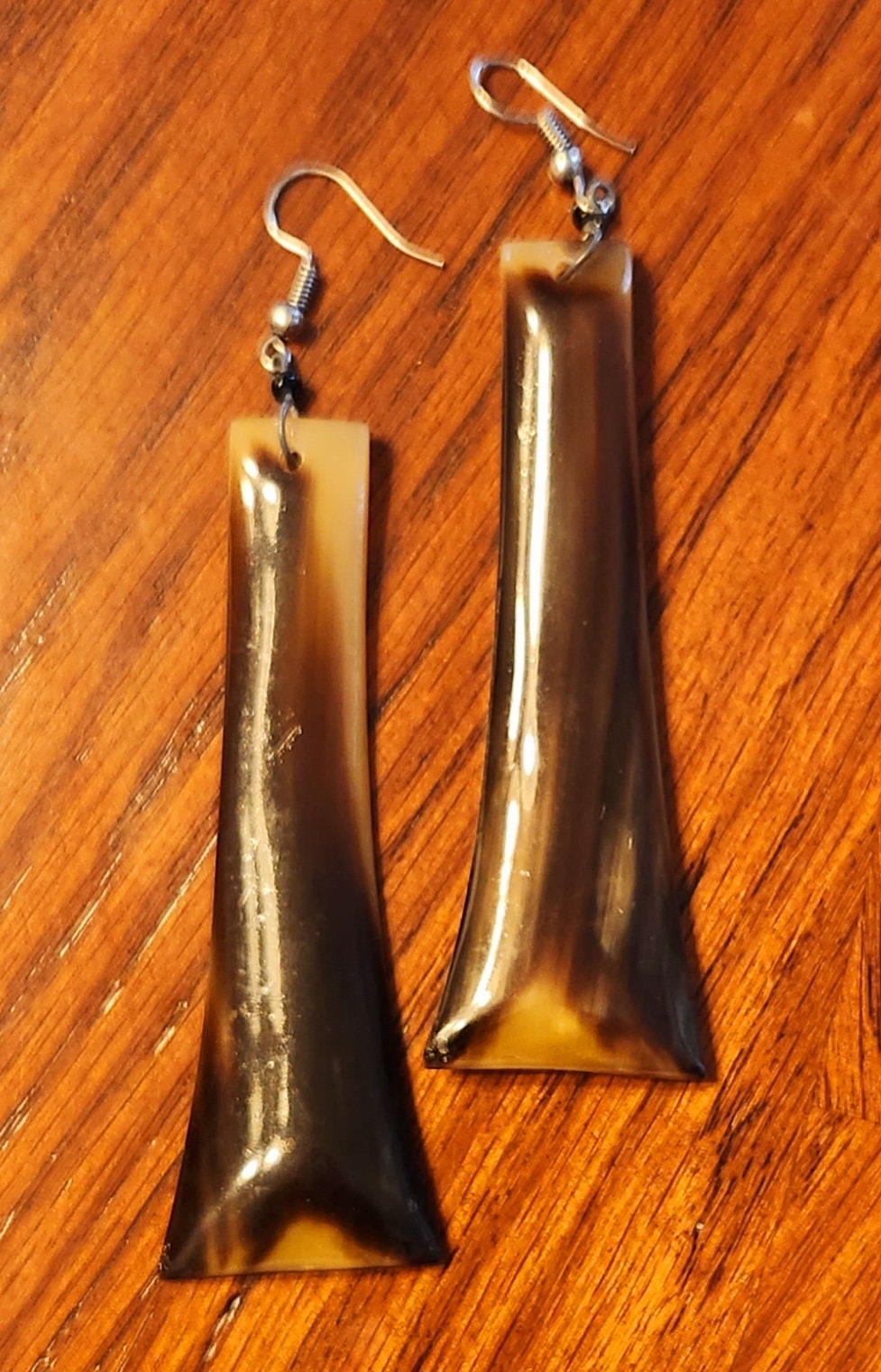 African Cow Horn Dangling Earrings/Recycked Horn Earrings 3 inches.