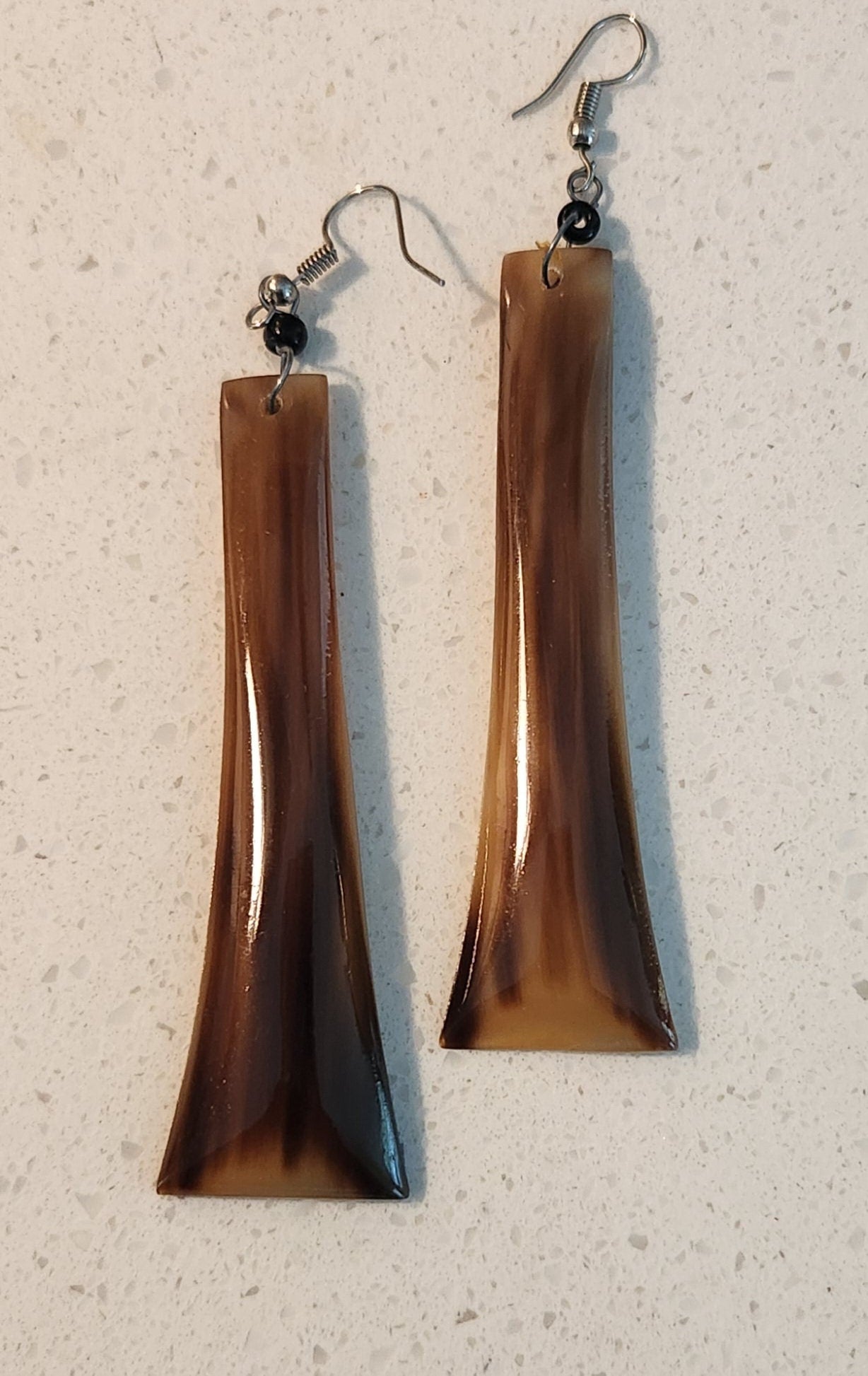 African Cow Horn Dangling Earrings/Recycked Horn Earrings 3 inches.