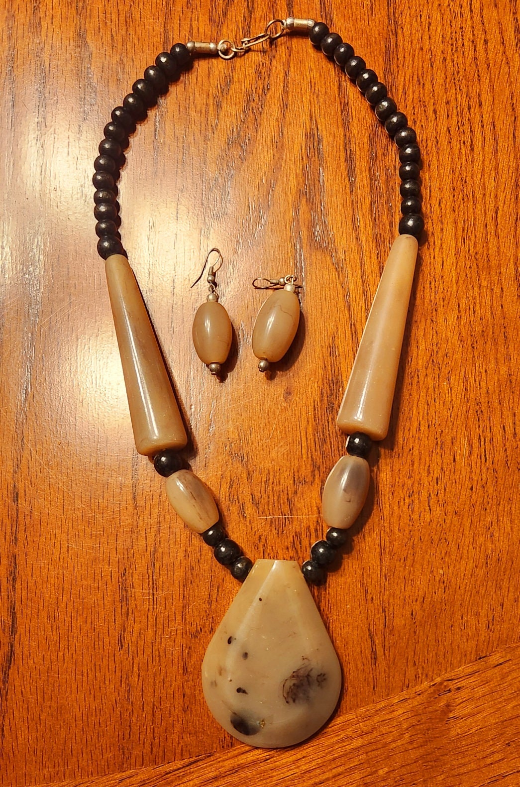 Recycled Horn Jewelry Set/Handcrafted Necklace/Kenya Jewelry/Christmas Gift.