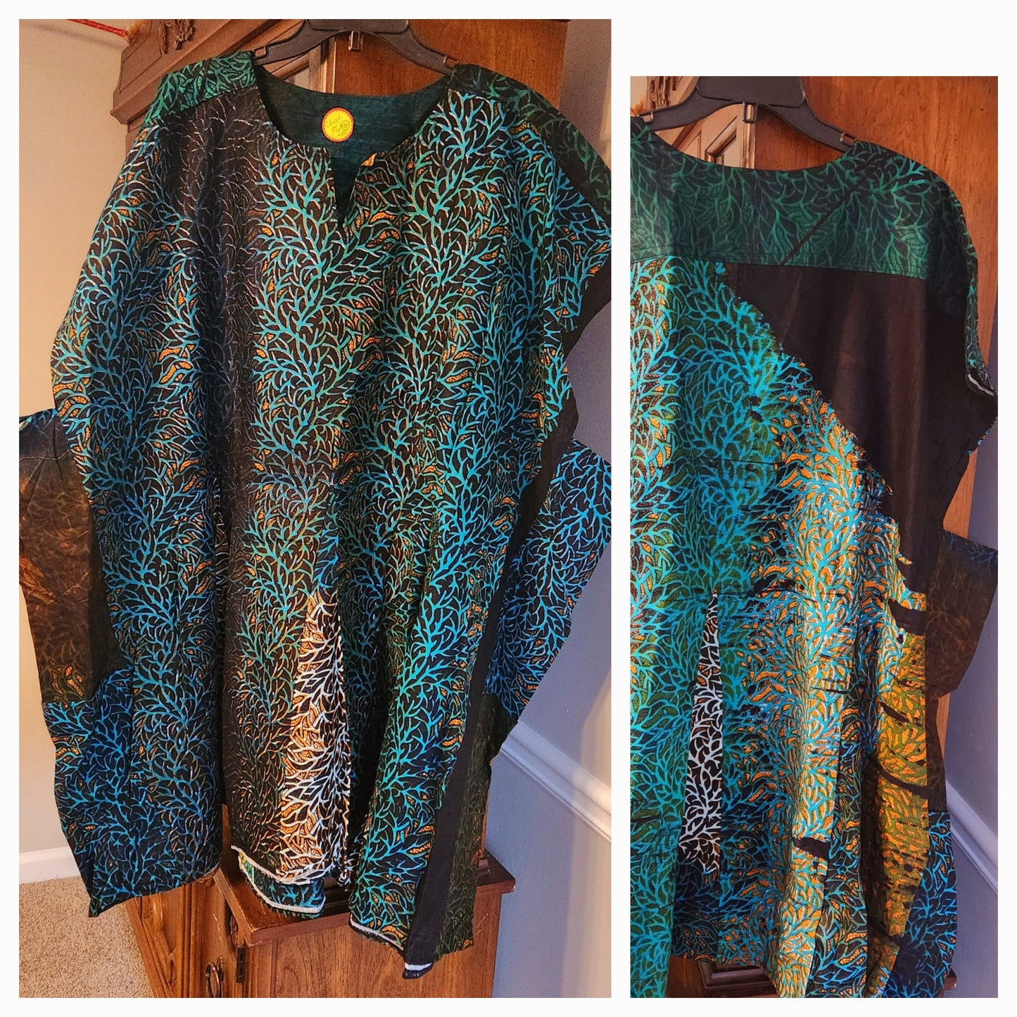 Oversize Ghanian Smock Shirt Unisex/African Men Fashions Shirt/Huge Beautiful Splash Cotton Smock Top.  8XL/9XL.