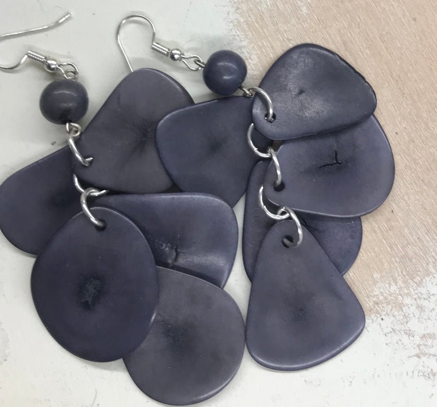 Tagua Drop Nutshell Earrings/Tagua Nut Organic Earrings from Peru.