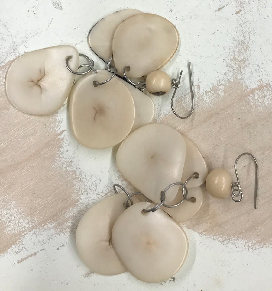 Tagua Drop Nutshell Earrings/Tagua Nut Organic Earrings from Peru.
