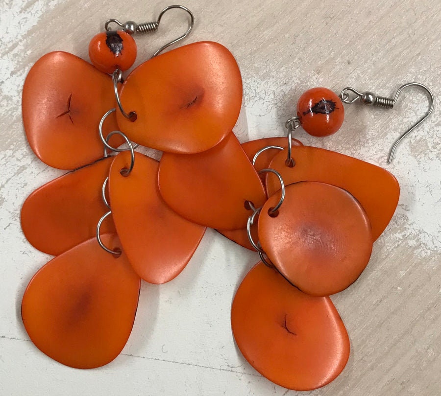 Tagua Drop Nutshell Earrings/Tagua Nut Organic Earrings from Peru.