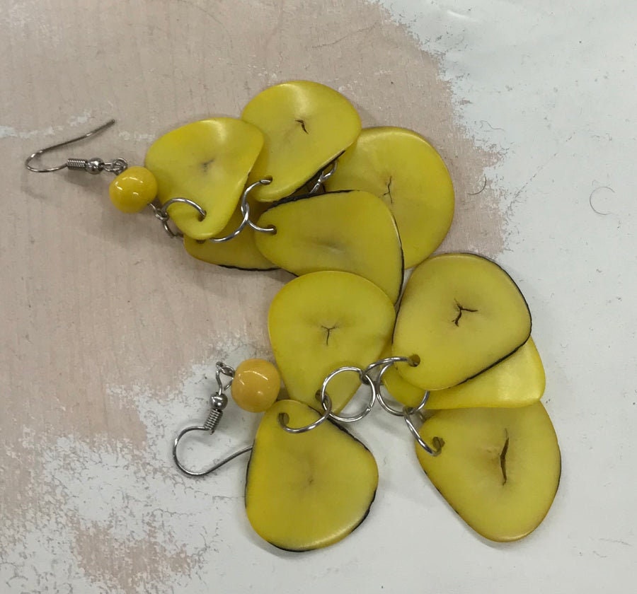Tagua Drop Nutshell Earrings/Tagua Nut Organic Earrings from Peru.