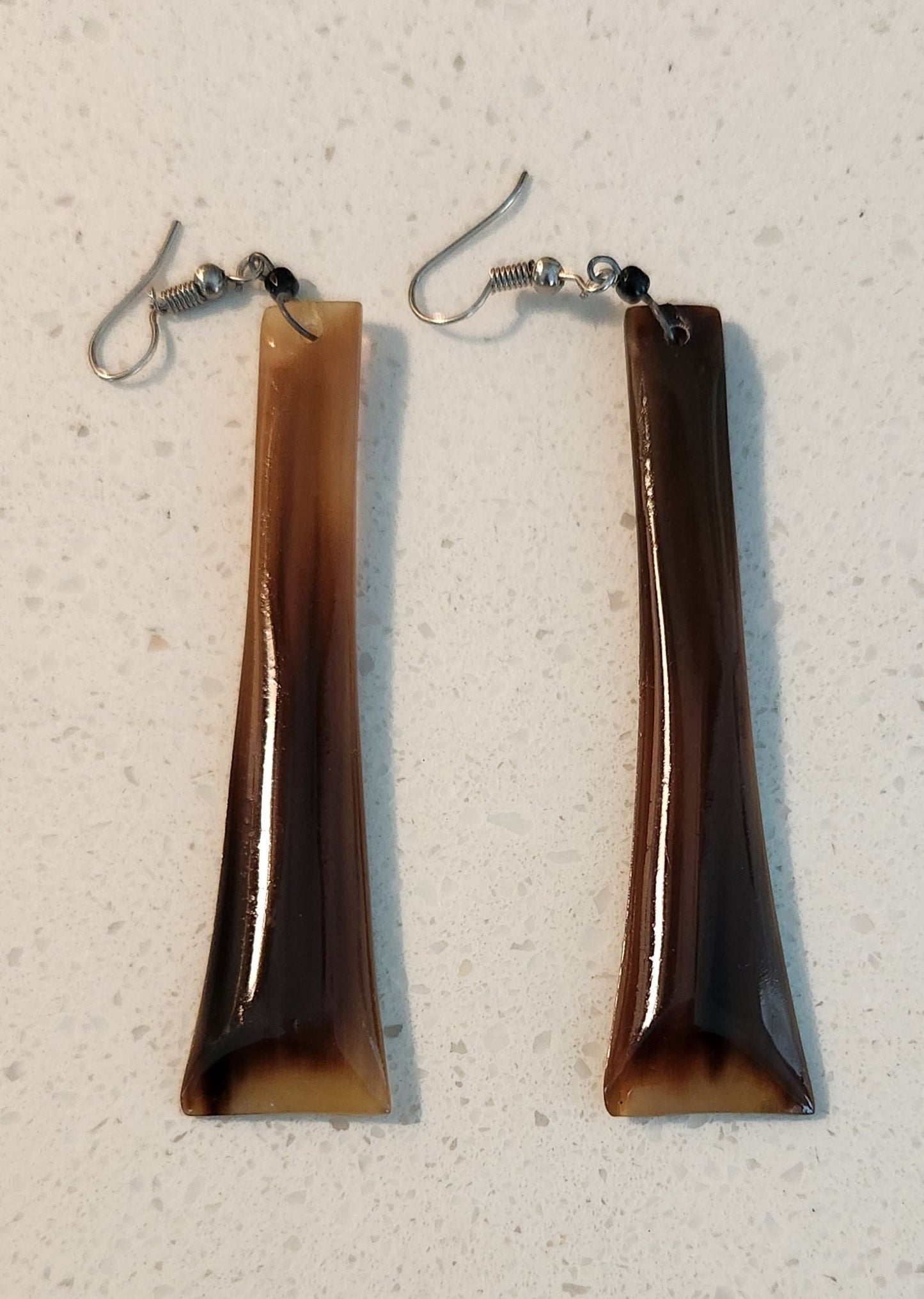 African Cow Horn Dangling Earrings/Recycked Horn Earrings 3 inches.