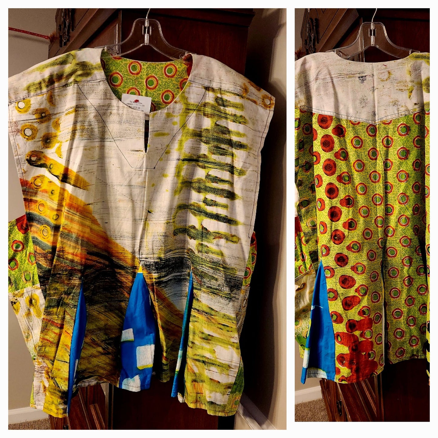 African Men's Plus Size Smock Shirt/Fugu Batakari Unisex Shirt/Ghanian Smock/Oversize Cotton Splash Top.