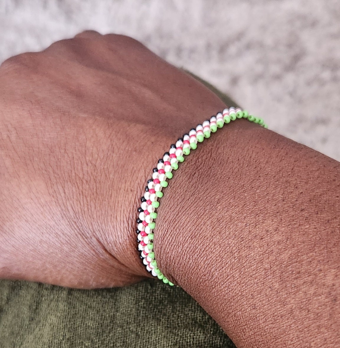 Kenya Plain 5 Line Flag Wrist Bracelet/Patriotic Kenya Bracelet/very simple/Gift idea/Not elastic/Use soap and water for easy wear.