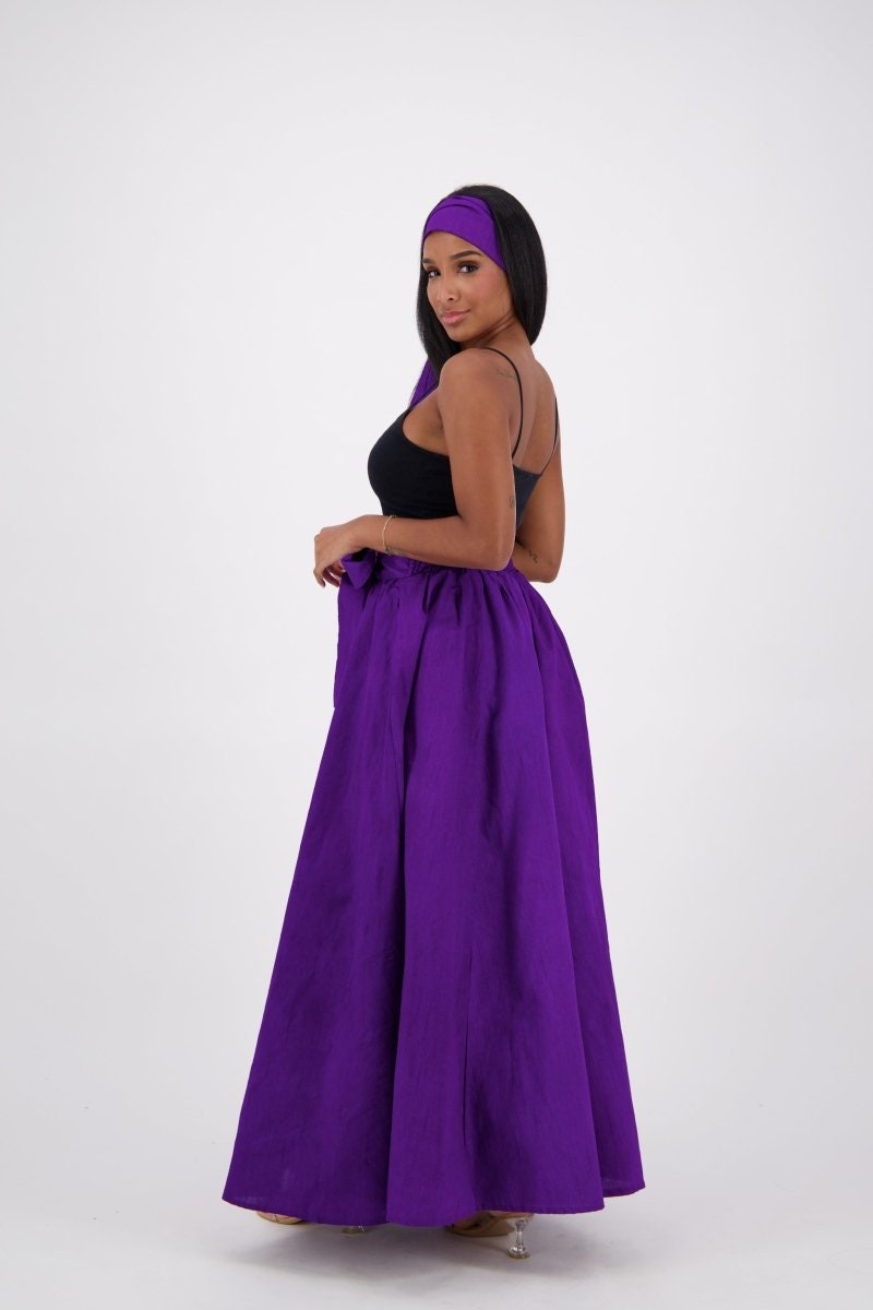 Plain Maxi Bazine Solid Skirt/Black African Skirt/Ankara Purple Skirt/One size.