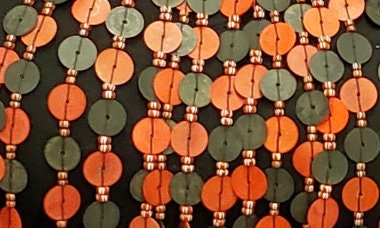 African Flat Layered Bead Statement Necklace 27 inches long/Mali Waterfall Shell necklace.