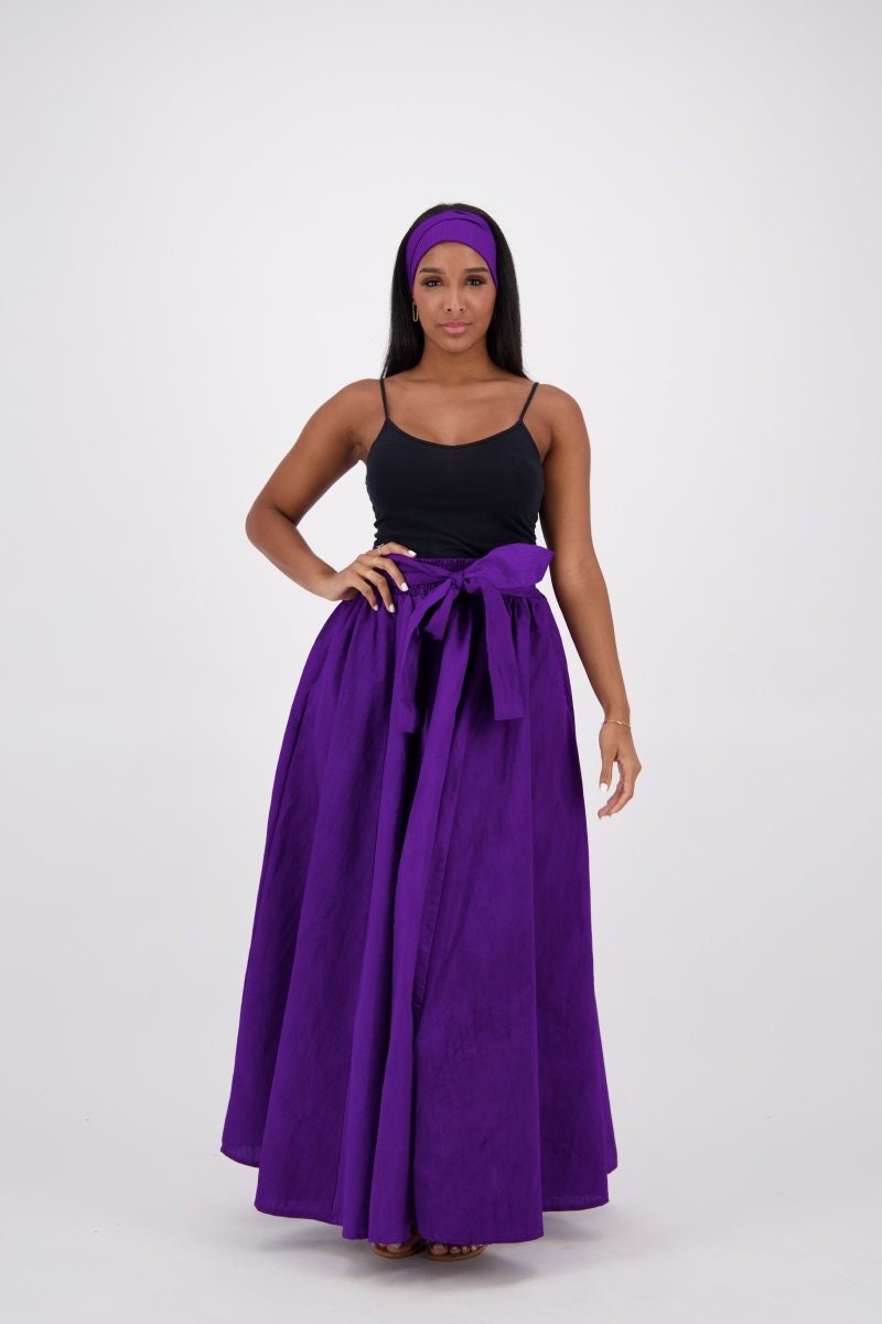 Plain Maxi Bazine Solid Skirt/Black African Skirt/Ankara Purple Skirt/One size.