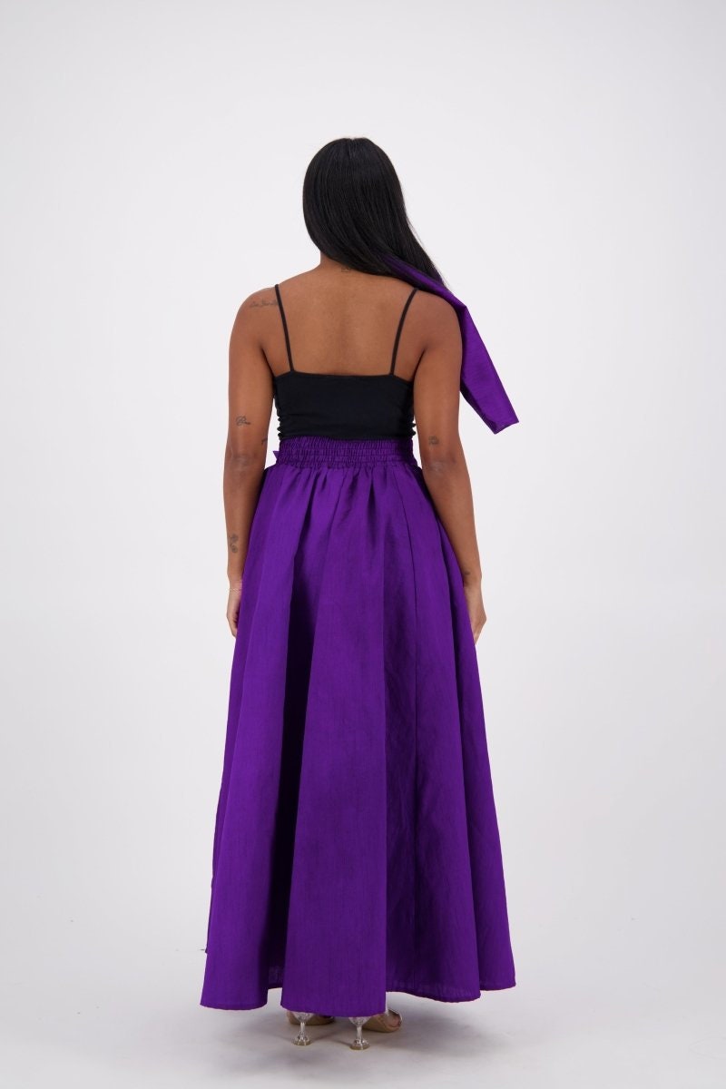 Plain Maxi Bazine Solid Skirt/Black African Skirt/Ankara Purple Skirt/One size.