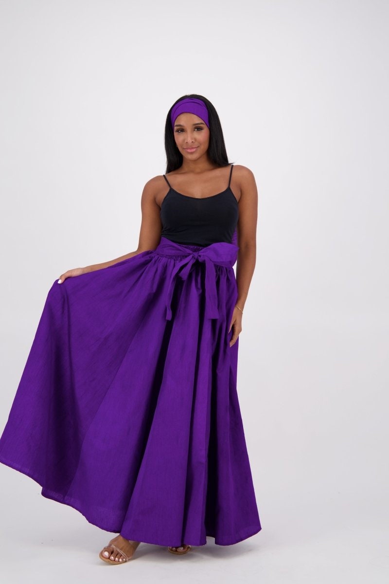 Plain Maxi Bazine Solid Skirt/Black African Skirt/Ankara Purple Skirt/One size.